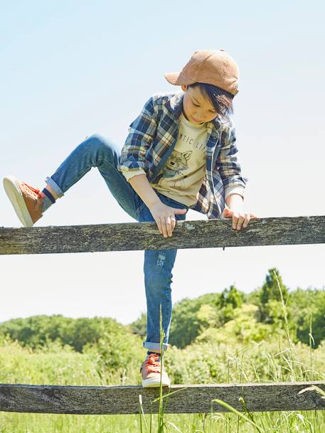 Chemise à carreaux esprit flanelle garçon carreaux dark caramel+CARREAUX VERT FONCE+Marine carreaux 18 - vertbaudet enfant 