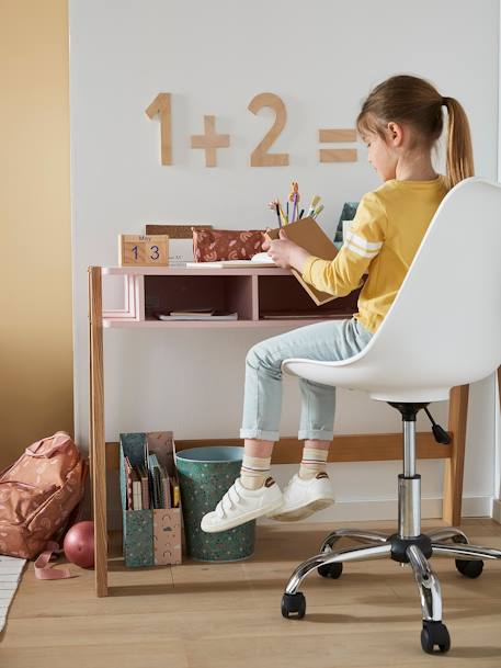 Chaise de bureau à roulettes enfant en velours bleu/vert - Vertbaudet