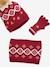 Ensemble fille bonnet + snood + gants jacquard framboise 4 - vertbaudet enfant 