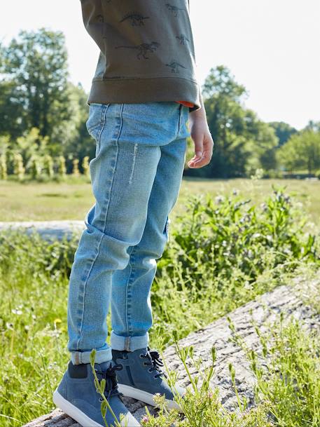 Jean droit légèrement loose effet usé garçon stone 3 - vertbaudet enfant 