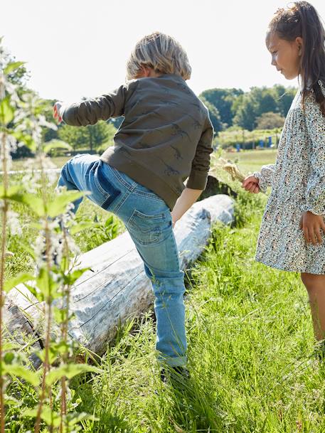 Jean droit légèrement loose effet usé garçon stone 10 - vertbaudet enfant 