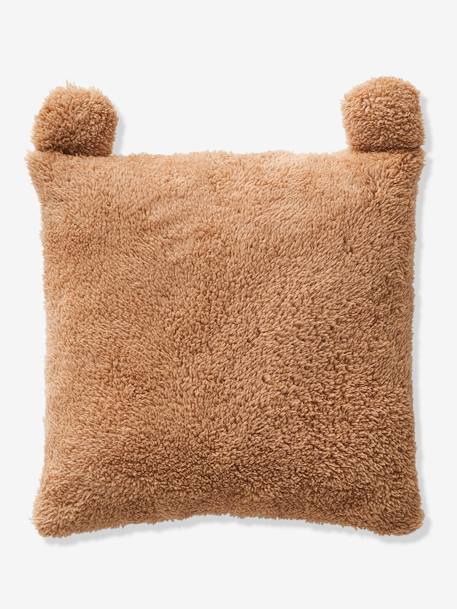 Coussin carré Ourson en sherpa brun 7 - vertbaudet enfant 