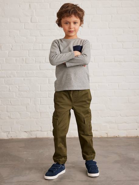 Pantalon battle facile à enfiler garçon bleu glacier+kaki foncé+taupe 10 - vertbaudet enfant 