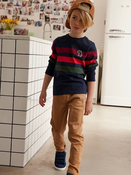 Pantalon slim couleur facile à enfiler garçon BEIGE+bleu nuit 4 - vertbaudet enfant 