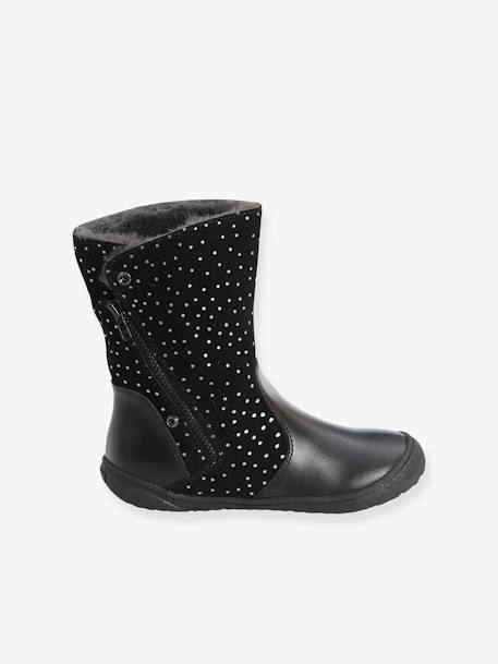 Mi-bottes cuir fille noir 3 - vertbaudet enfant 