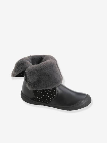 Mi-bottes cuir fille marron+noir 8 - vertbaudet enfant 