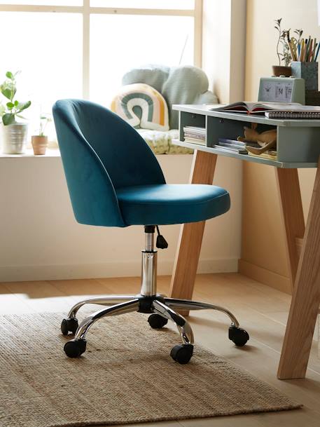 Chaise de bureau à roulettes enfant en velours Bleu/vert+rose poudré+vert d'eau 3 - vertbaudet enfant 