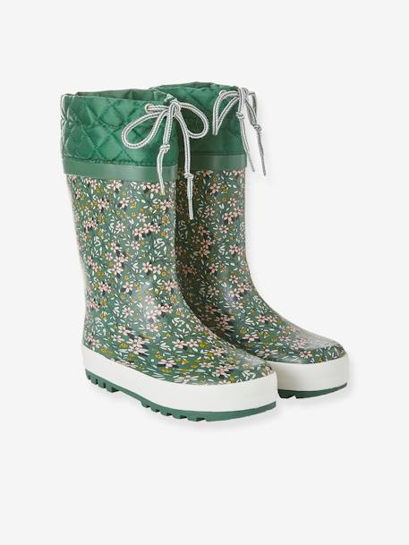 Bottes de pluie imprimées fille col matelassé vert 2 - vertbaudet enfant 