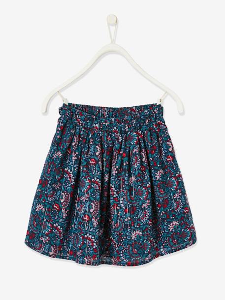 Jupe imprimée fleurs fille détails fils brillants Marine imprimé 3 - vertbaudet enfant 