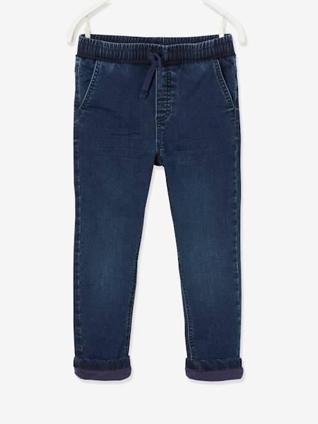 Jean droit doublé facile à enfiler garçon denim blue black+DENIM GRIS FONCE 2 - vertbaudet enfant 