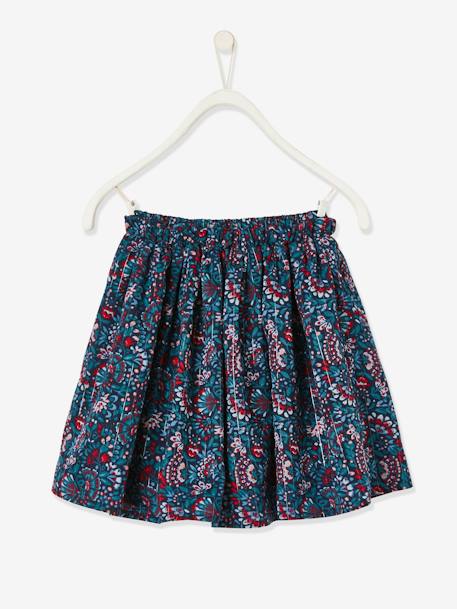 Jupe imprimée fleurs fille détails fils brillants Marine imprimé 4 - vertbaudet enfant 