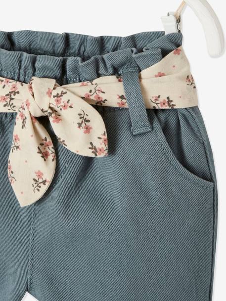 Pantalon avec ceinture en tissu bébé vert grisé 5 - vertbaudet enfant 