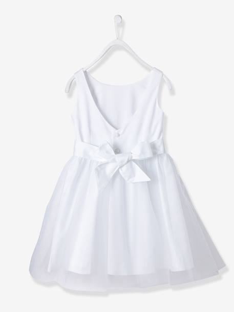 Robe de cérémonie fille en satin et tulle blanc+bleu ciel+Rose poudré 3 - vertbaudet enfant 