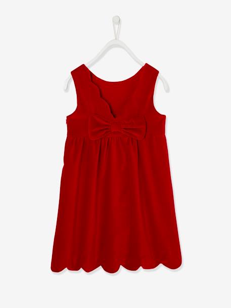 Robe de fête en velours lisse fille noeud au dos rouge+vert 3 - vertbaudet enfant 