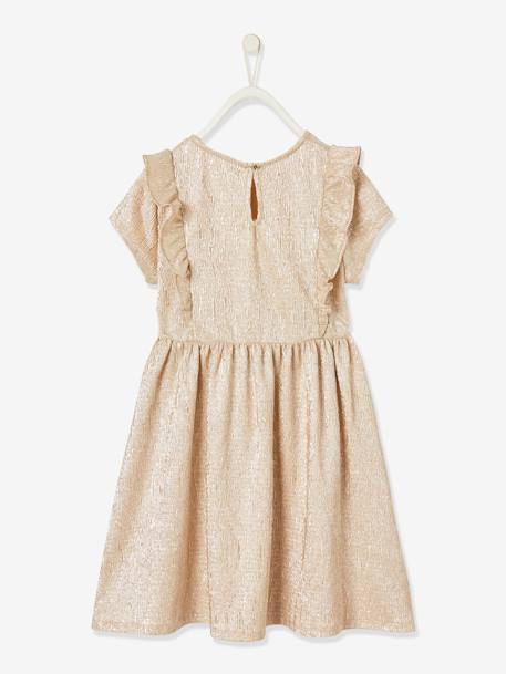 Robe de fête en tissu lamé fantaisie fille beige irisé+rose pâle 3 - vertbaudet enfant 