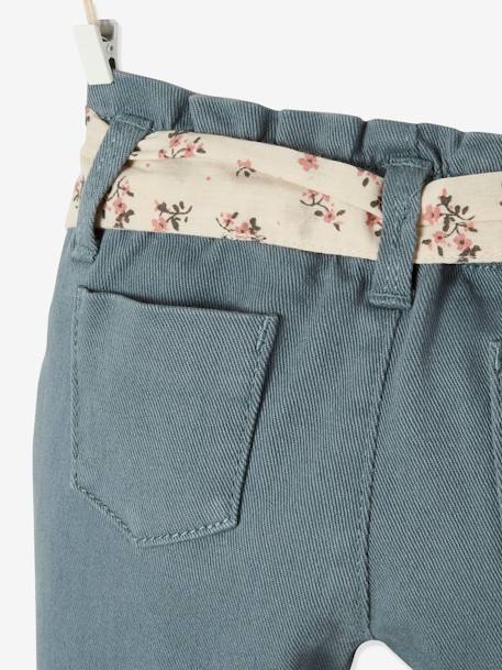 Pantalon avec ceinture en tissu bébé vert grisé+vieux rose 6 - vertbaudet enfant 