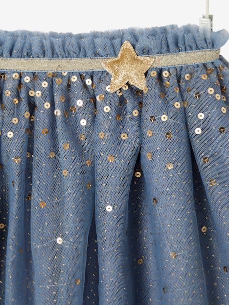 Jupon de fête en tulle parsemé de sequins et paillettes bleu canard clair 3 - vertbaudet enfant 