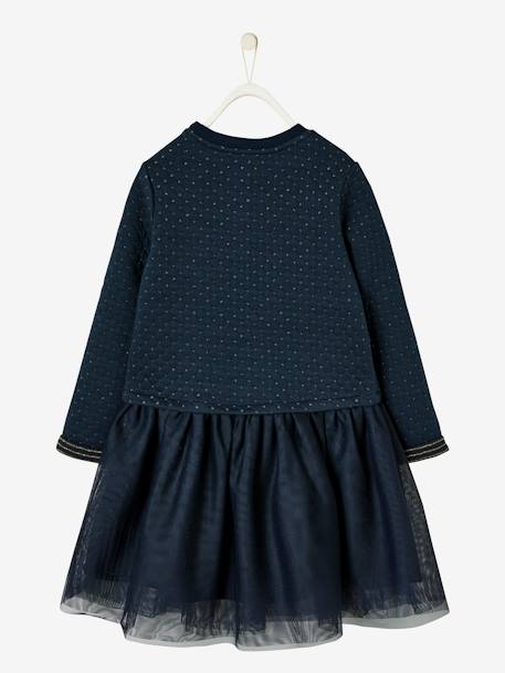 Robe de Noël fille bi-matière encre+rouge brique+vert 2 - vertbaudet enfant 