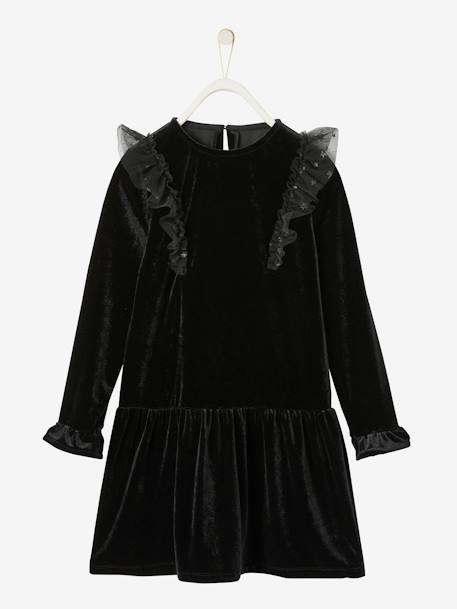 Robe de fête fille en velours lisse  - vertbaudet enfant