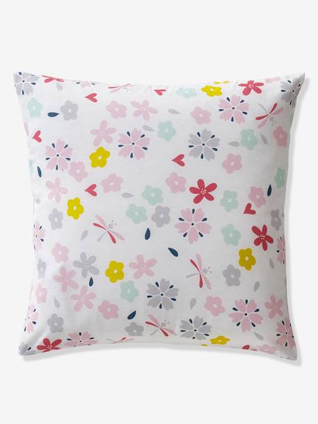 Parure housse de couette + taie d'oreiller enfant polyester et coton FLOR'AILES blanc imprimé 4 - vertbaudet enfant 