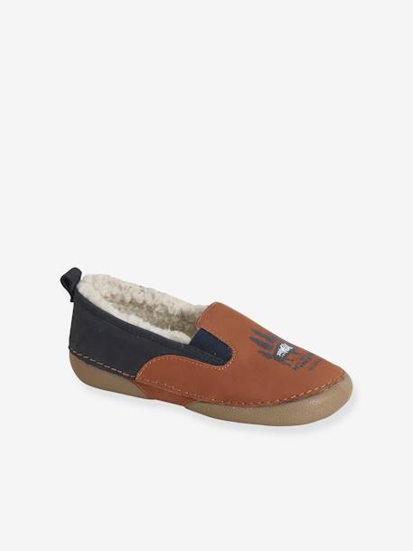 Chaussons fourrés garçon en cuir marron 2 - vertbaudet enfant 