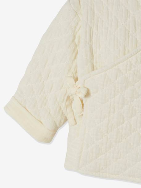 Cardigan croisé forme brassière bébé matelassé coquille d'oeuf+écru+vanille 2 - vertbaudet enfant 