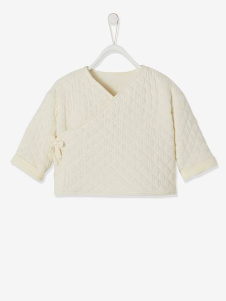 Cardigan croisé forme brassière bébé matelassé coquille d'oeuf+écru+vanille 1 - vertbaudet enfant 