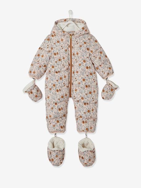 Combi-pilote fleurie bébé matelassée rose pâle imprimé 3 - vertbaudet enfant 