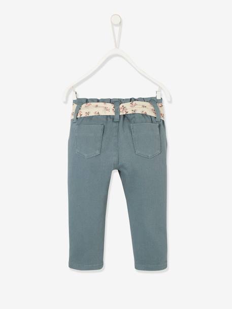 Pantalon avec ceinture en tissu bébé guimauve+vert grisé 10 - vertbaudet enfant 