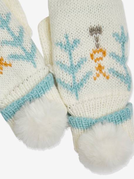 Gants fille en maille jacquard et pompons en fausse fourrure beige imprimé 3 - vertbaudet enfant 