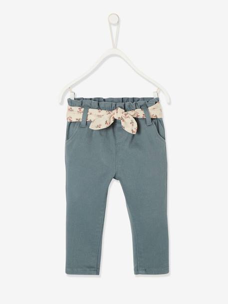 Pantalon paperbag avec ceinture bébé beige+vert grisé+vieux rose 6 - vertbaudet enfant 