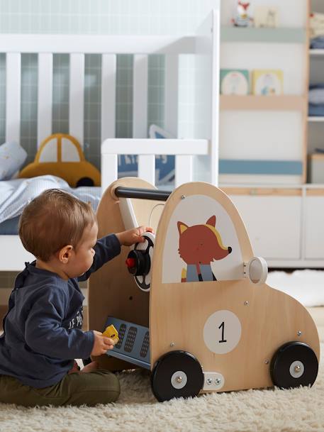 Chariot de marche avec freins EN VOITURE SIMON en bois FSC® multicolore 5 - vertbaudet enfant 