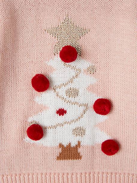 Pull de Noël bébé sapin et pompons rose pâle 3 - vertbaudet enfant 