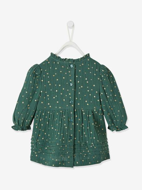 Robe en gaze de coton bébé ouverture décalée rouge foncé imprimé+vert foncé imprimé 7 - vertbaudet enfant 