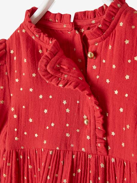 Robe en gaze de coton bébé ouverture décalée rouge foncé imprimé+vert foncé imprimé 3 - vertbaudet enfant 