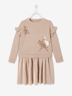 -Robe de fête bi-matière fille étoiles en sequins fille