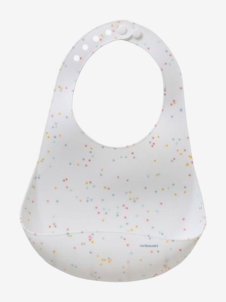 Bavoir avec récupérateur en silicone blanc terrazzo+bleu jean 1 - vertbaudet enfant 