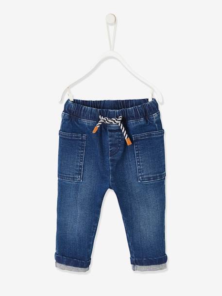 Pantalon en denim bébé taille élastiquée denim brut+double stone 1 - vertbaudet enfant 