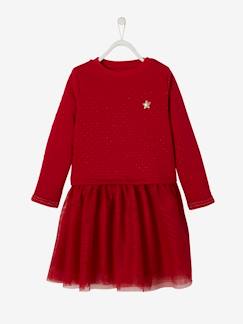 -Robe de Noël fille bi-matière