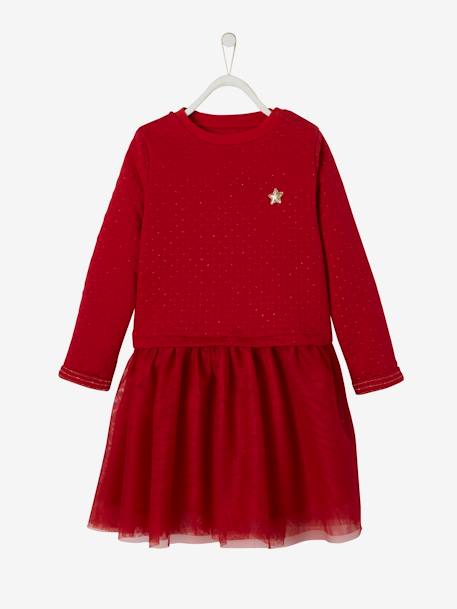 Robe de Noël fille bi-matière encre+rouge brique+vert 7 - vertbaudet enfant 