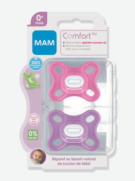 Lot de 2 sucettes nouveau-né en silicone MAM Comfort Bleu + vert+Rose + violet 6 - vertbaudet enfant 