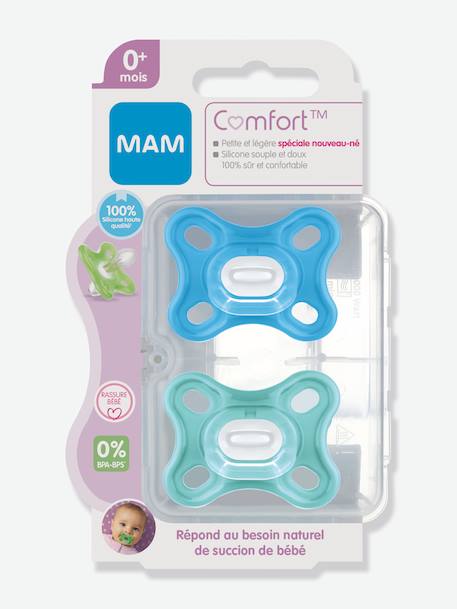 Lot de 2 sucettes nouveau-né en silicone MAM Comfort Bleu + vert+Rose + violet 2 - vertbaudet enfant 