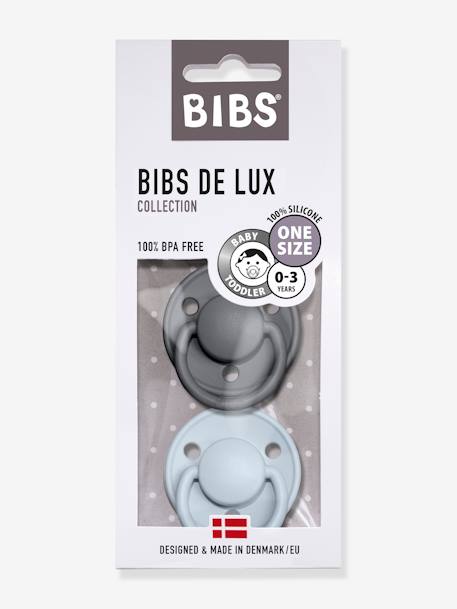 Lot de 2 sucettes-tétines BIBS De Lux en silicone Gris fer + bleu layette+Ivoire + rose poudré+Terracotta + rose poudré+Vert amande + gris nuage 1 - vertbaudet enfant 