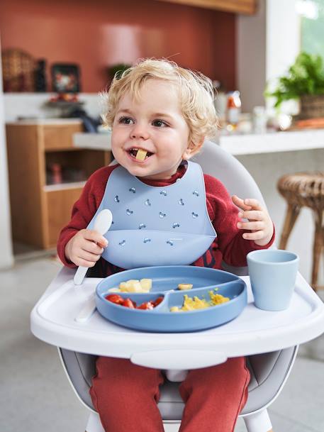 Coffret repas en silicone set baby blue+set imprimé+set vieux rose 2 - vertbaudet enfant 