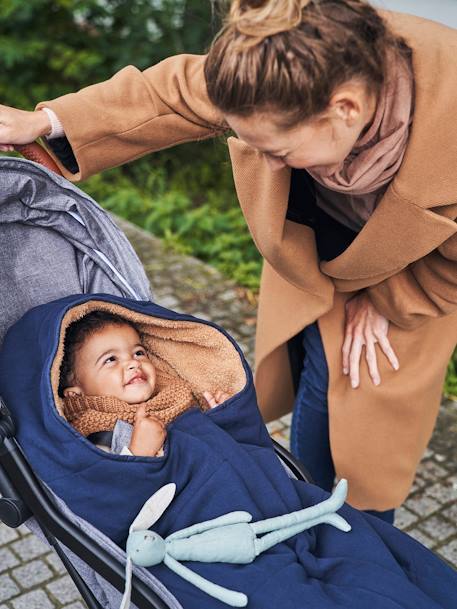 Chancelière poussette en molleton doublée jersey - 6/24 mois encre+gris chiné 4 - vertbaudet enfant 