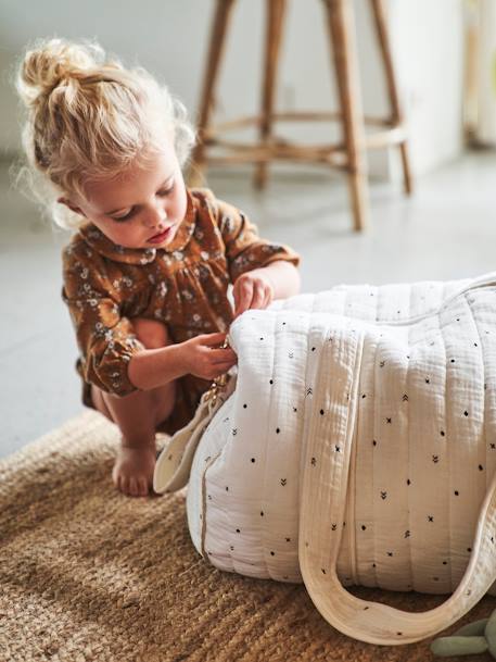 Sac à langer Baby Roll en gaze de coton eau de rose+ivoire imprimé 11 - vertbaudet enfant 