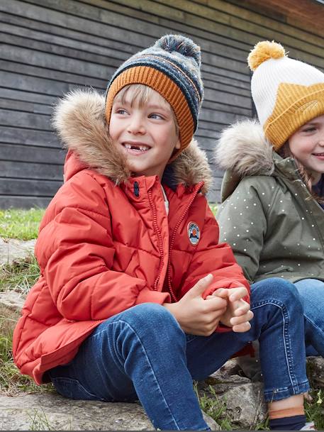 Doudoune à capuche garçon doublée maille polaire  - vertbaudet enfant