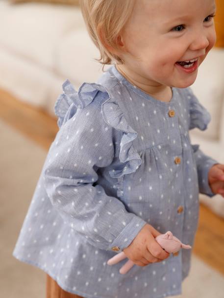 Blouse volantée bébé fille indigo rayé 1 - vertbaudet enfant 