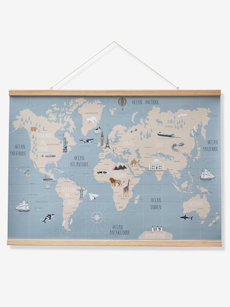 Carte du Monde mappemonde murale papier Bleu 1 - vertbaudet enfant 