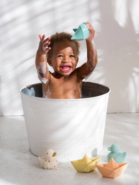 Jouet de bain Bateau Origami - OLI & CAROL MENTHE+NUDE+VANILLE 6 - vertbaudet enfant 